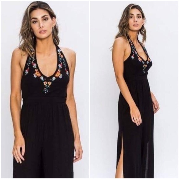 Blossom & Thorn Pants - Floral Embroidered Jumpsuit